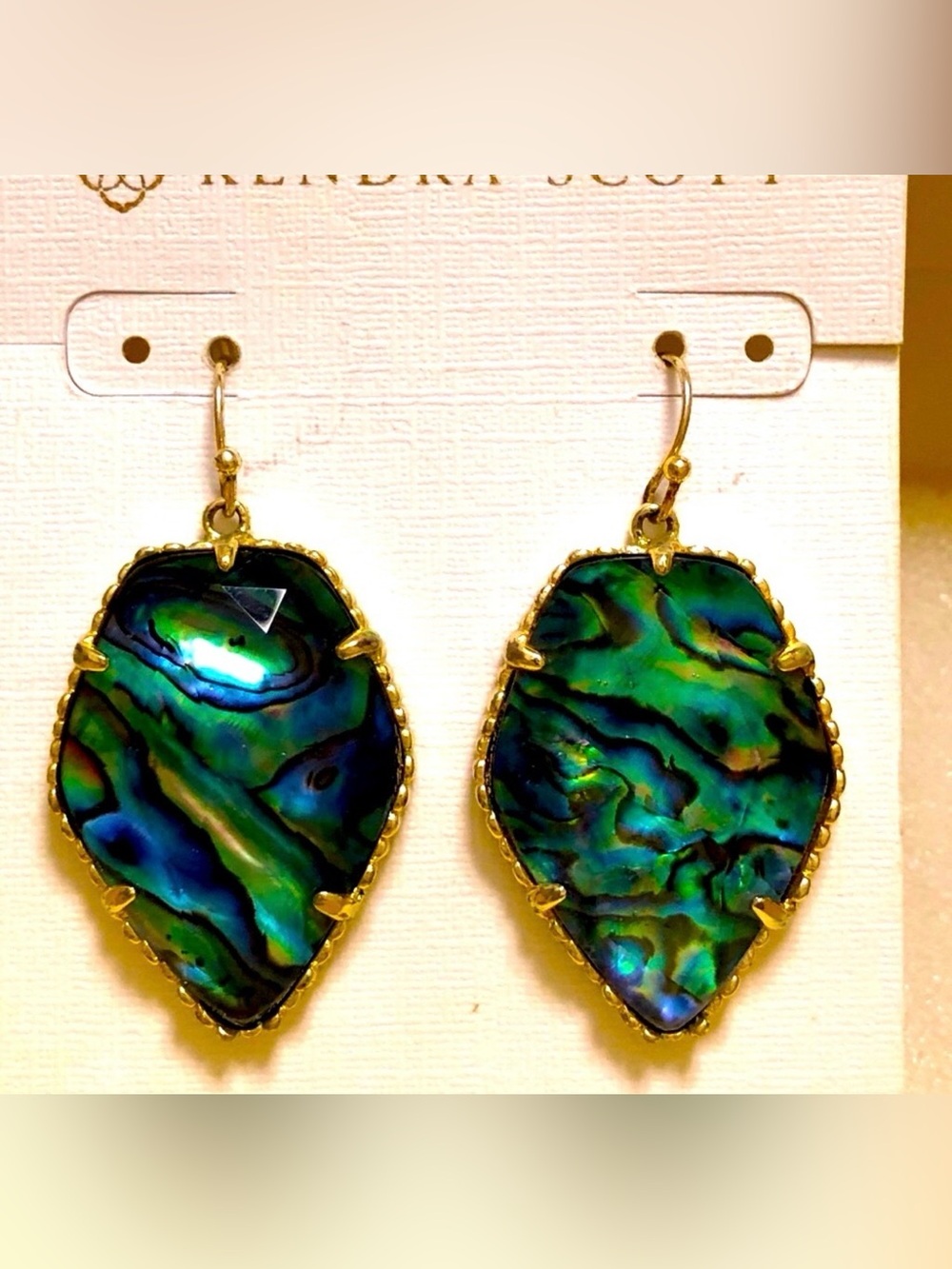 NWOT RARE & Retired Kendra Scott Corley Earrings Abalone Yellow Gold INCREDIBLE!
